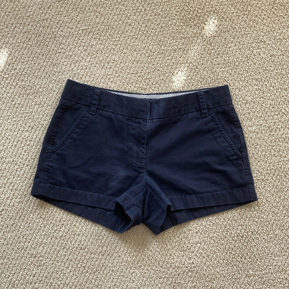 J. Crew Chino Shorts Thick Fabric Navy Blue Size 2 Business Casual Preppy EUC